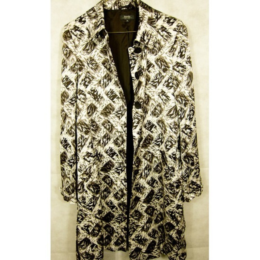NEW Zanella Cream & Brown Lightweight Rayon Woman's Rain Coat Jacket Italy 8
